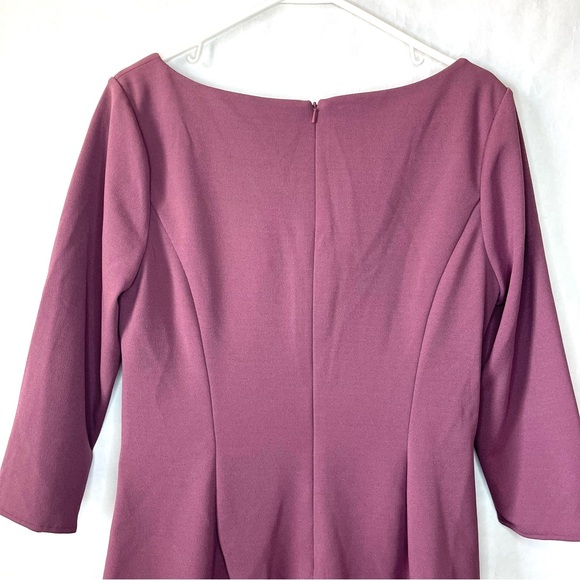 Oleg Cassini Women Size 14 Knee Length Crepe Dress with Cascade Chianti Wedding - Picture 8 of 11